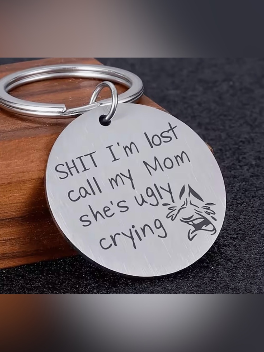 Funny Engraved Metal Keychain - 'Call My Mom'